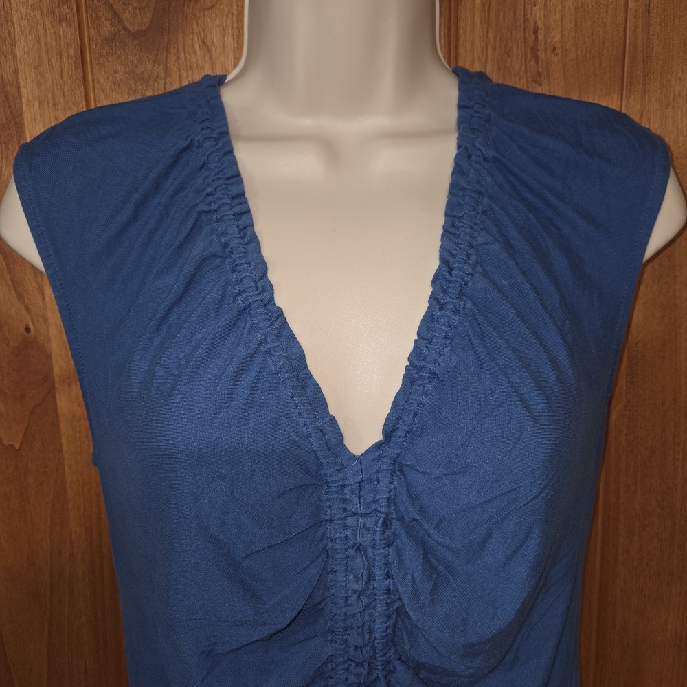 Ann Taylor Blue Ruched Tank Top - Picture 2 of 7